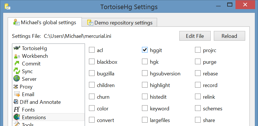 tortoisehg unversioned files